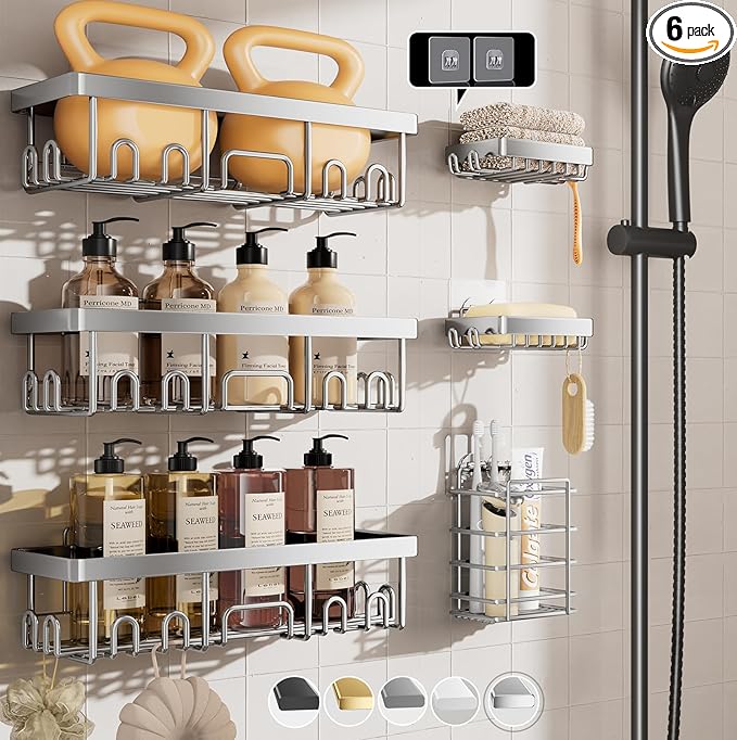 Veken Shower Caddy 6-Pack, Family Choice Award Winner, Large Wall Mounted by Veken
