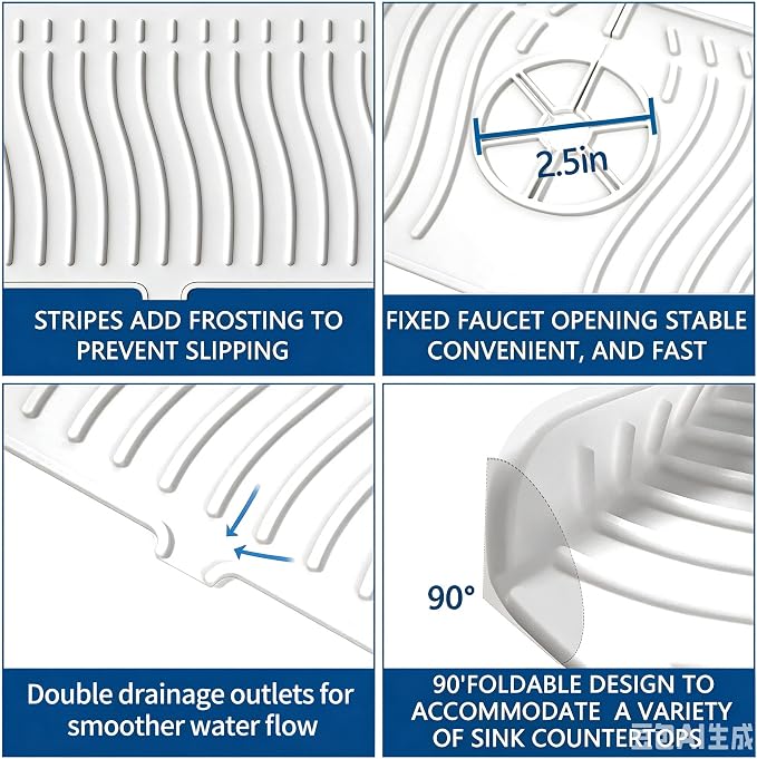 Kitchen Sink Splash Guard-24 x 5.8'' Ultrathin Silicone Sink Mat Splash Guard - Image 3