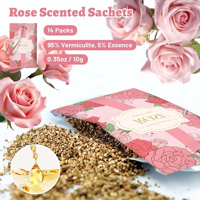 STRN Scented Sachets for Drawer and Closet, Rose Scent 14 Pack for Home - Image 2