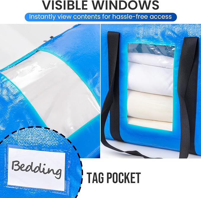 TAILI 2 Tier Moving Bags, 4 Blue Silver Storage Bags - Image 7