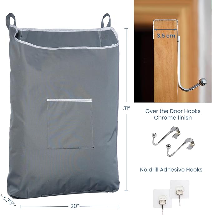 TFLC X-Large Hanging Laundry Hamper bag, 20x3.75x31" - Image 2