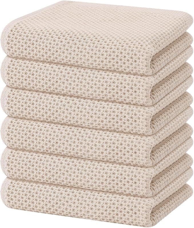 Homaxy 100% Cotton Waffle Weave Kitchen Dish Towels 6-Pack, Ultra Soft by Homaxy