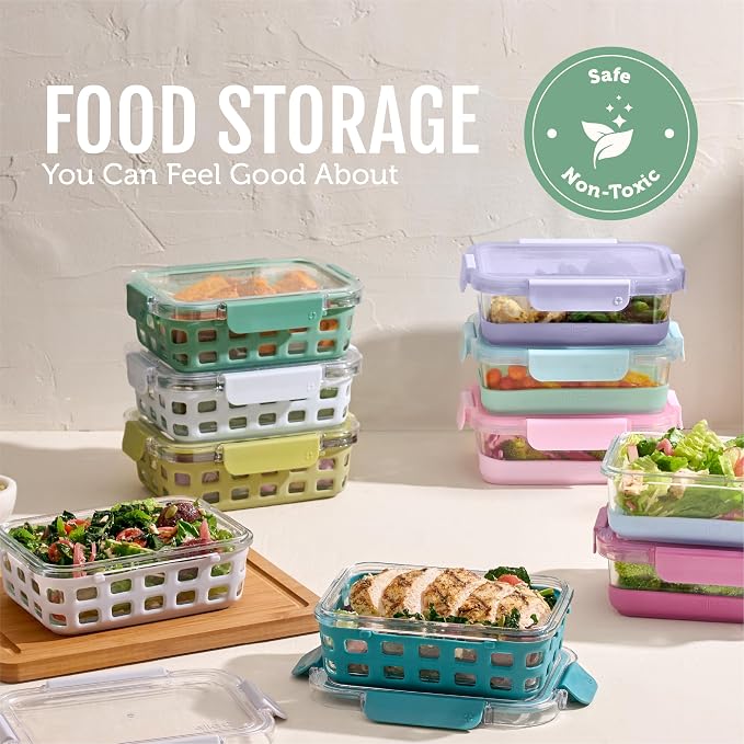 Ello Duraglass 3.4 Cup Glass Meal Prep Containers, 10 Pack, Olive Tree - Image 7