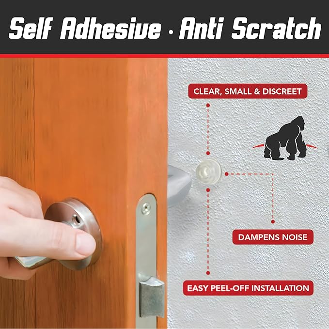 Small White Door Knob Bumpers - Made in USA - Self-Adhesive Door Handle Stoppers Wall Protectors, Rubber Feet for Speakers, Electronics, Furniture - 12 pcs