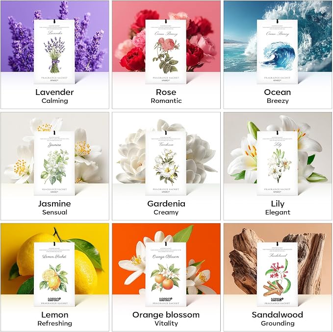 MYARO 12 Pack Assorted Floral Scented Sachets, Closet Deodorizer Freshener - Image 7