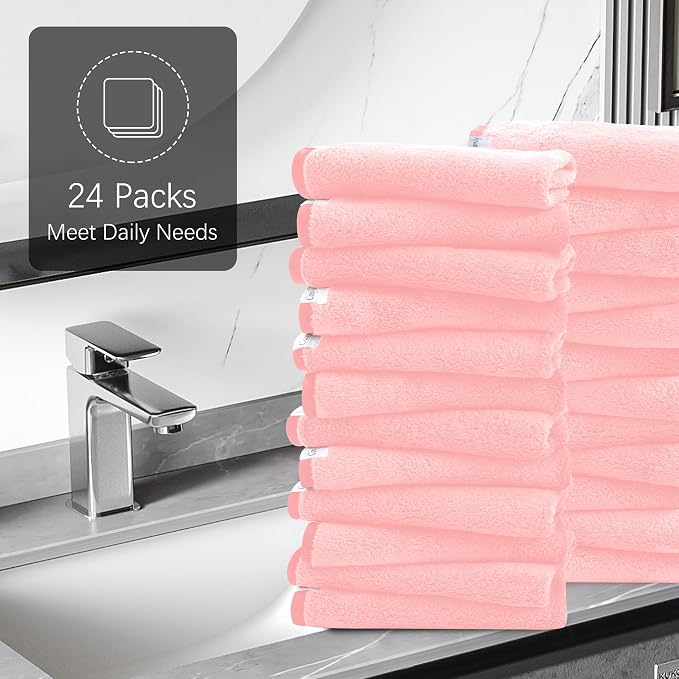 Cosy Family 24 Pack Soft Washcloths Set - Image 6