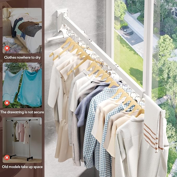 ZdwCyl Clothes Drying Rack, Laundry Drying Rack Wall Mount, Wall Mounted - Image 5