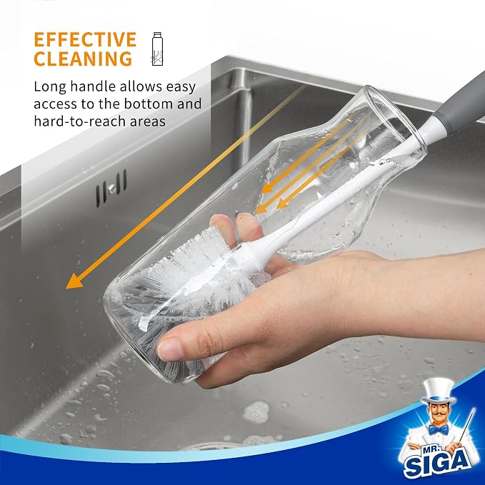 MR.SIGA Long Handle Bottle Brush, Non-Scratch Water Bottle Brush Cleaner | 2 - Image 4