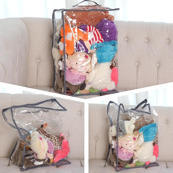 Blanket Storage Bags 4 Pack 35L Clear Plastic Clothes Closet Organizer | Clear - Image 4