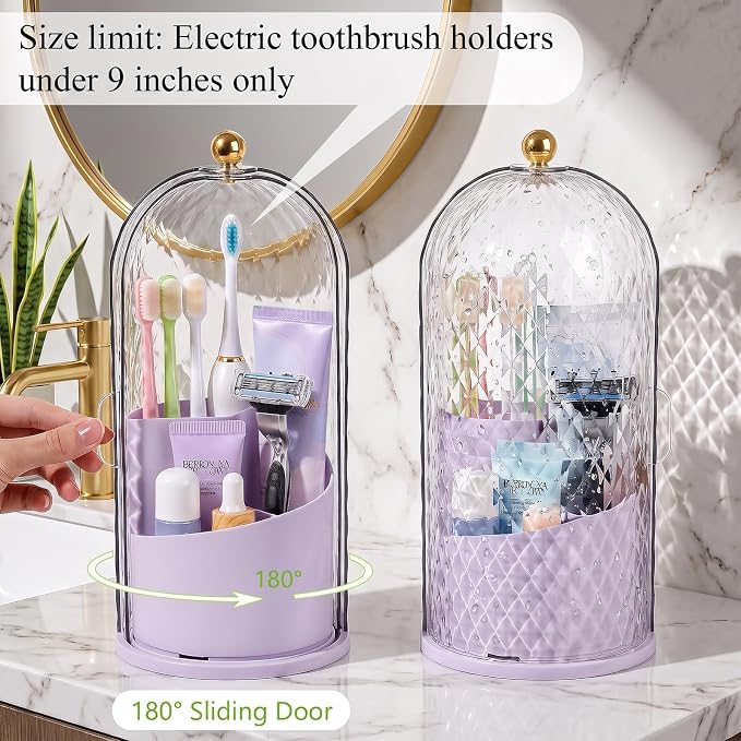 Toothbrush Holder with Cover for Bathroom Countertop, Toothpaste, Self Draining - Image 6