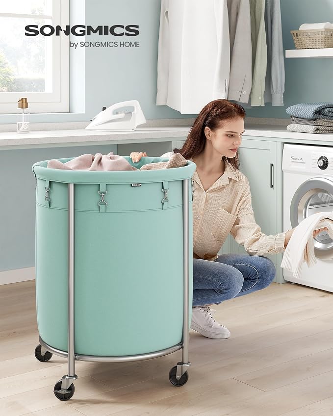 SONGMICS Laundry Basket, Rolling Steel Frame - Image 2