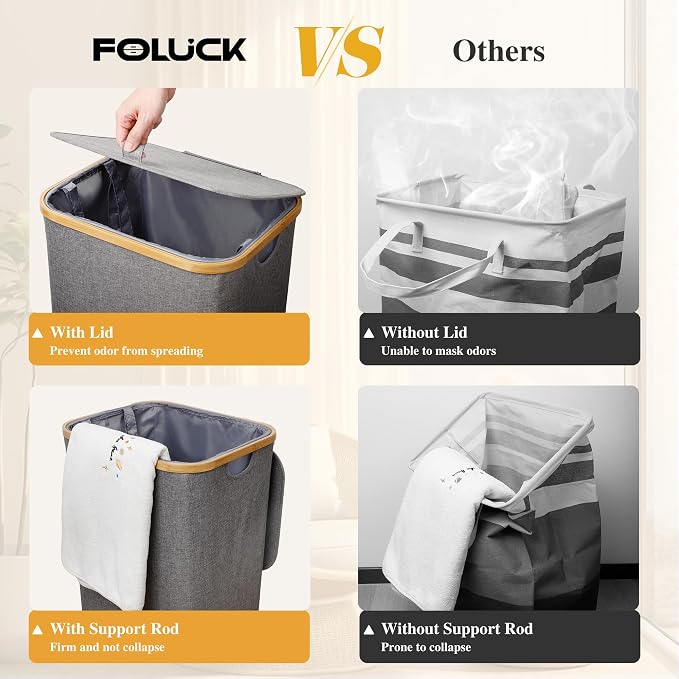 Foluck Large Laundry Hamper, 75L Waterproof Laundry Basket - Image 5