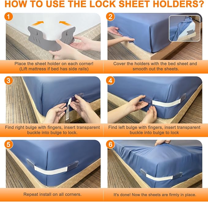 Bed Sheet Holders for Corners, Heavy Duty Fitted Sheet Holder - Image 6