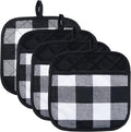 Joyhalo 4 Pack Pot Holders for Kitchen,Cotton Oven Holder with Great Heat Resistance,Non Slip Hot Pads for Kitchen Clearance,Black and White