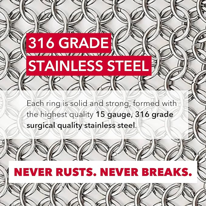 Knapp Made Original 4" Chainmail Scrubber - Cleaner For Cast Iron, Stainless Steel, Hard Anodized Cookware and Other Pots & Pans