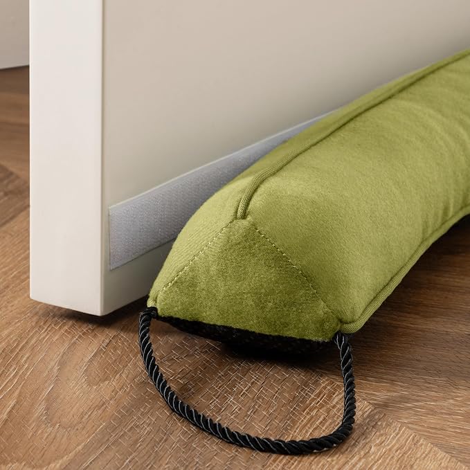 Sunolga Door Draft Stopper, Removable Washable Cover, Olive Green | Weighted - Image 7