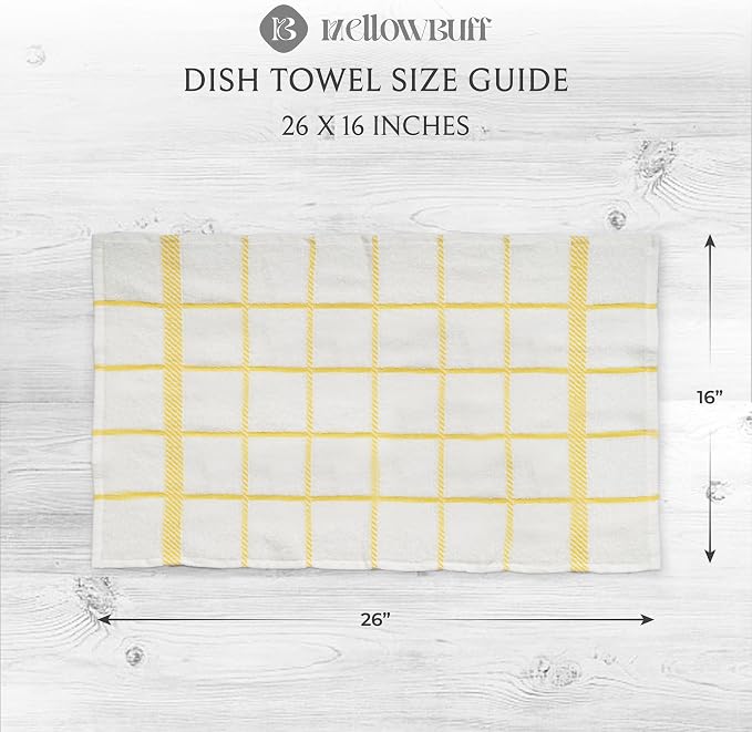 100% Cotton Terry Dish Towels, 4 Pack Checks, 16 x26 Inches, Super Soft and - Image 4