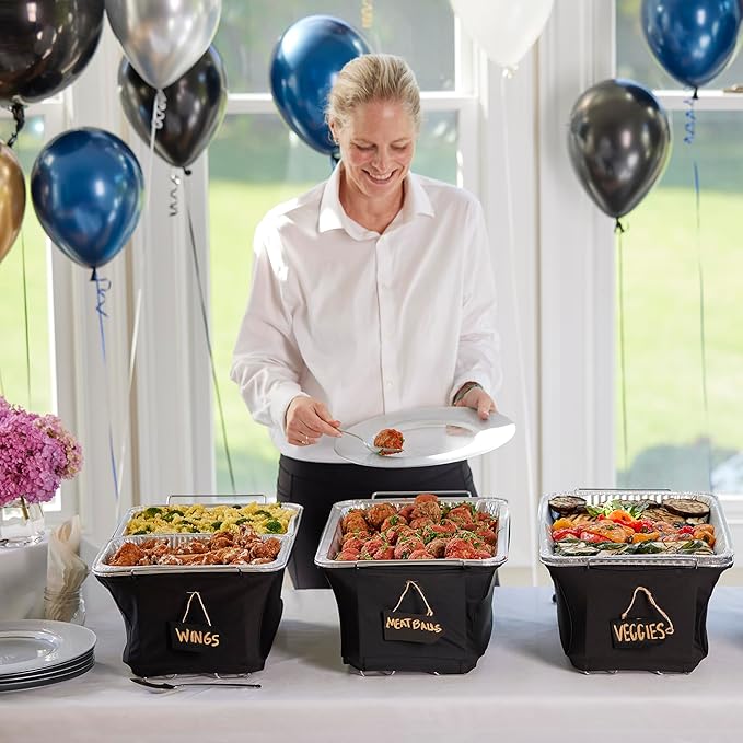 2-Pack Chafer Wind Guard Cover for Chafing Dish - Flame Retardant Fabric Screen for Food Warmers - Chafing Dish Wind Guard - Breeze Protection & Heat Retention for Catering, Parties, Buffets - 90081