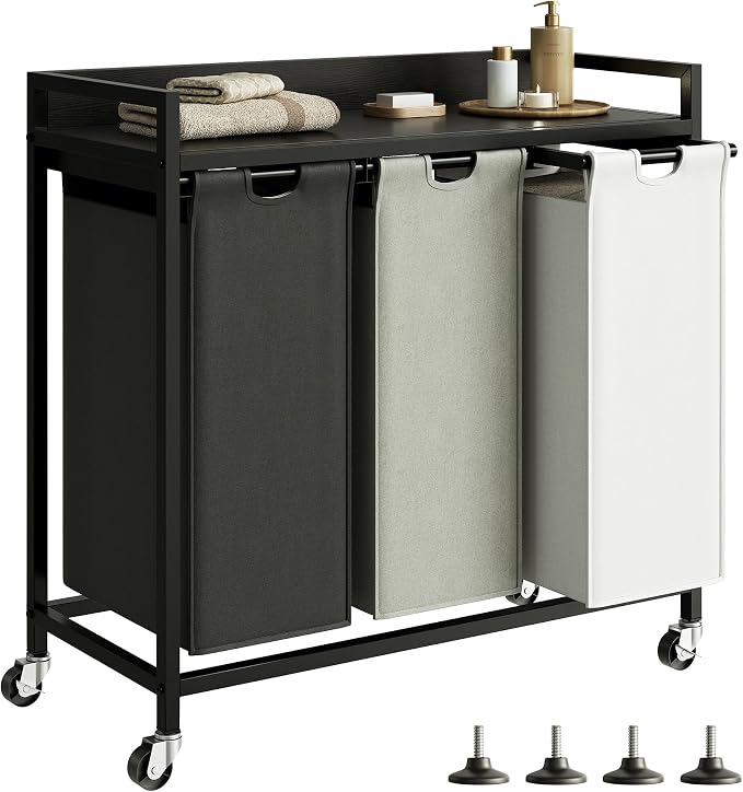 Herture Laundry Hampers with Shelf, Laundry Basket 3 Section, 3 x 15.87 Gal by Herture
