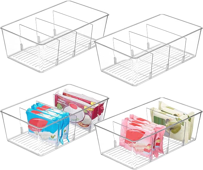 Vtopmart 4 Pack Food Storage Organizer Bins, 4 Compartments | by Vtopmart
