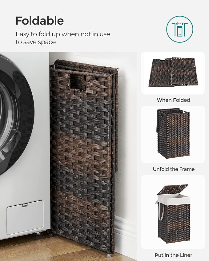 SONGMICS Laundry Hamper with Lid, 17.2 Gallon Synthetic Rattan Clothes Laundry - Image 8