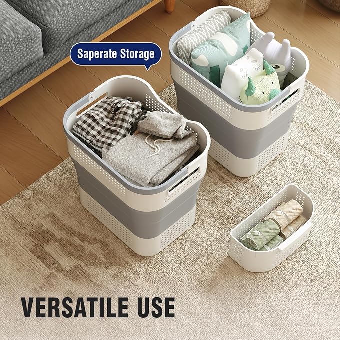 TECHMILLY Collapsible Plastic Laundry Basket Hamper - Image 6