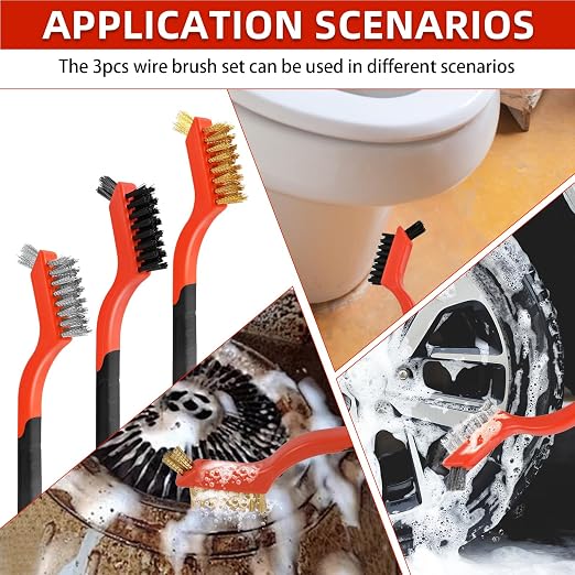 3PCS Wire Brushes for Cleaning Rust, Brass & StainlessSteel Bristles - Image 4