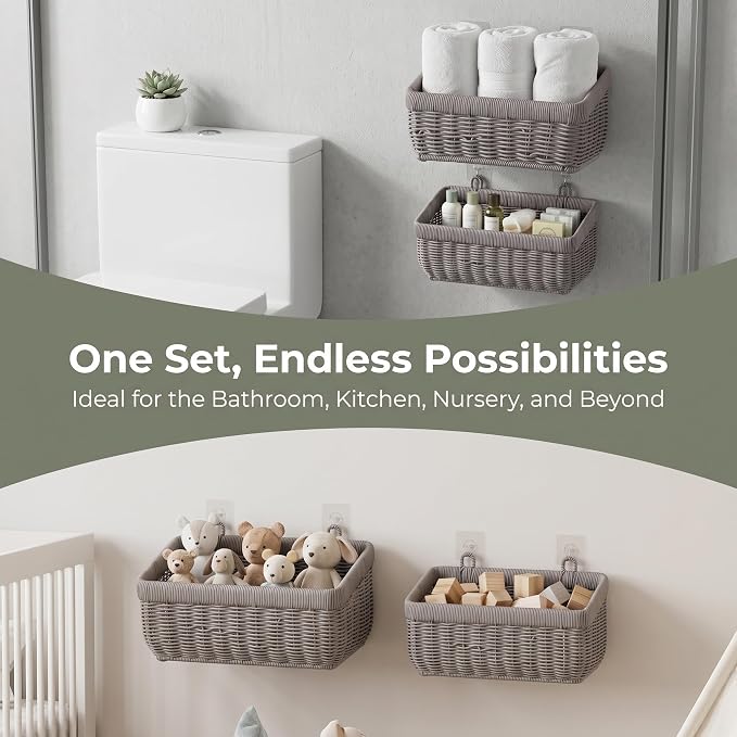 Wall Baskets, Hanging Wicker Baskets - Image 5