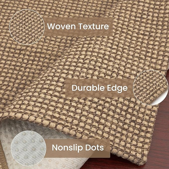 IOHOUZE Washable Runner Rug 2.6x12 Non Slip Rubber Backed Extra Long Hallway Runner Entryway Runner Indoor, Kitchen Rugs Woven Cotton Floor Carpet for Hall Stair, Orange/Tan/Brown