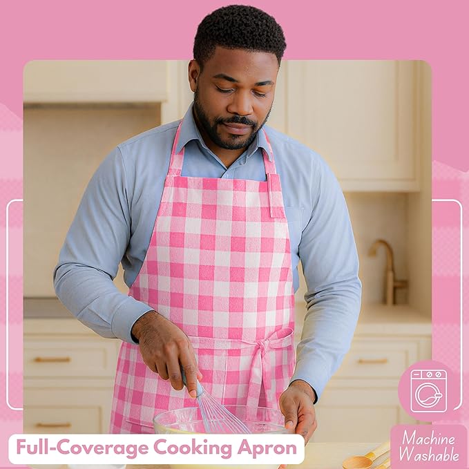 Native Fab Kitchen Apron 2 Pack - 100% Cotton Adjustable, Durable Apron with Pockets, Perfect for Cooking, Baking, Grilling