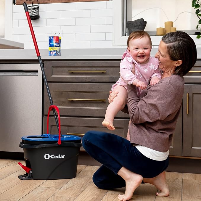 O-Cedar RinseClean Spin Mop & Bucket System | Clean with Water | Removes 99% of Bacteria Plastic