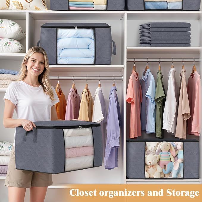 6 Pack Storage Bags for Clothes Blanket Storage Bins - Image 8
