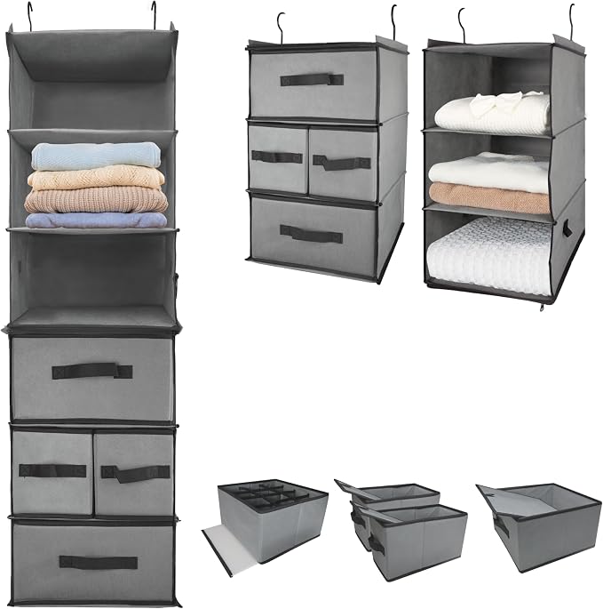 2-in-1 Durable 6-Tier Hanging Closet Organizer by Folzaelar