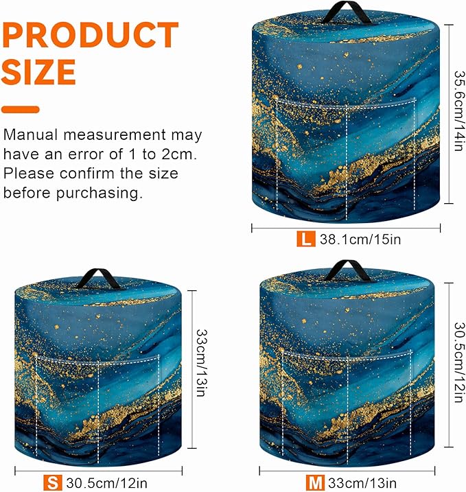 Kitchen Appliance Accessories Dust Cover for 3-6-8 Quart Instant Pot, Pressure Cooker, Air Fryer & Crock Pot,Decorative Appliance Cloth Cover with Top Handle & Storage Pockets (Deep Blue, 8 Quart)