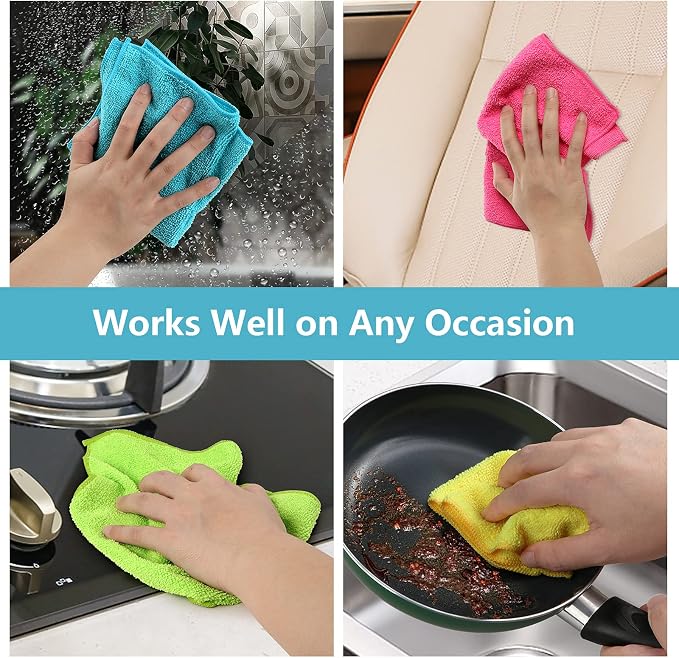 HOMEXCEL 24PK Microfiber Cleaning Cloth, Cleaning Rag - Image 7