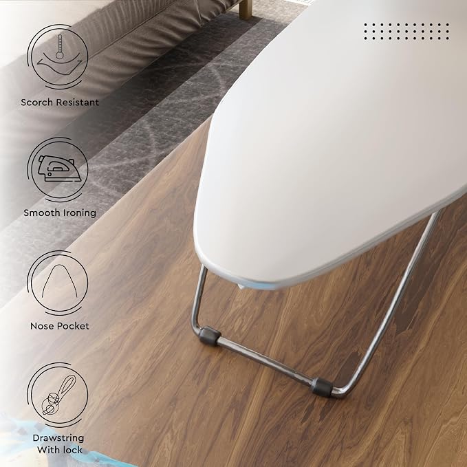 Encasa XO Ironing Board Cover and Pad, Heat Proof 28"x12" - Image 7