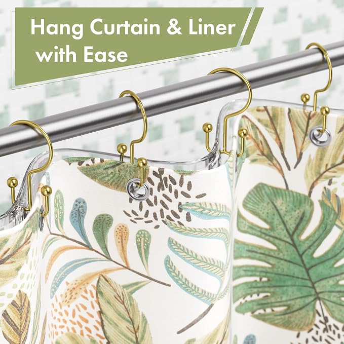 Amazer Gold Shower Curtain Hooks, Rust-Resistant Metal Shower Hooks Shower - Image 4
