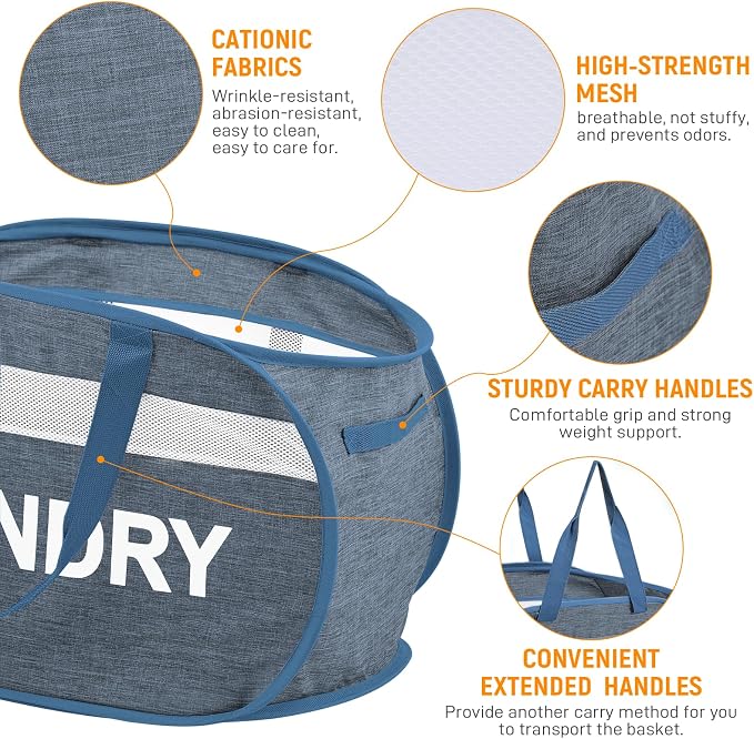 Collapsible Laundry Baskets, Foldable Laundry Basket - Image 4