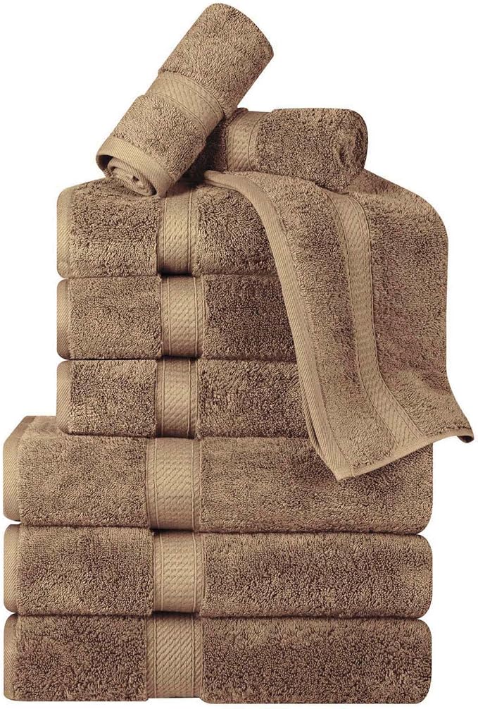 Superior Egyptian Cotton 800 GSM Plush & Absorbent, 9 Piece Set, Latte | Quick - Image 2
