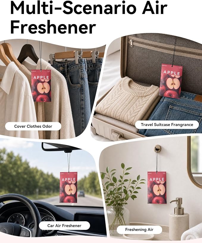 MYARO 20Pcs Red Apple Scented Sachets, Closet Deodorizer Car Air Freshener - Image 3