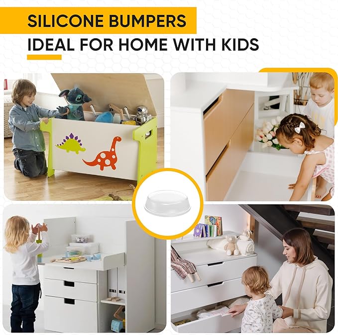 128 Clear Cabinet Door Bumpers - 1/2 Inch Self Adhesive Rubber Stoppers for Drawers, Damp Pads Cupboards, Cutting Boards, Glass Tops, Picture Frames - Vellax