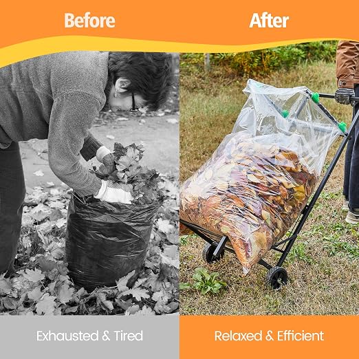 Foldable Leaf Bag Holder, 30-45 Gallon Mobile Trash Bag Stand | Removable Arms - Image 5