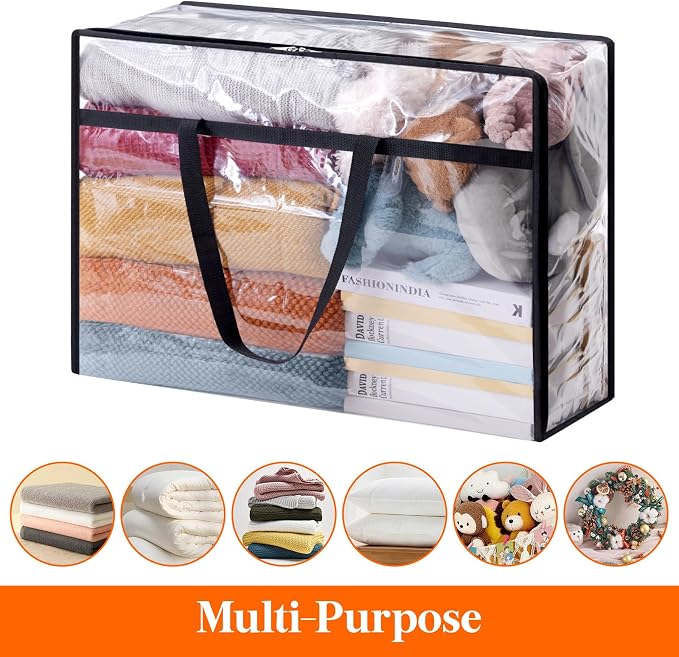 Lifewit 3 Pack Clear Clothes Storage Bags, 75L Plastic Blanket Storage Bag - Image 5
