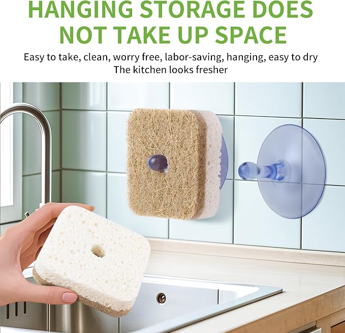 12Pack Kickleen Natural Kitchen Scrub Dish Sponges - Image 3