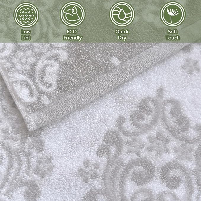 Hand Towels for Bathroom, Decorative Hand Towel, Damask Towel Gift Set - Image 2