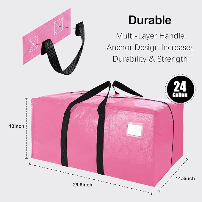 VELVETSURE 6 Pack Heavy Duty Large Moving Bags W/Backpack Straps - Image 2