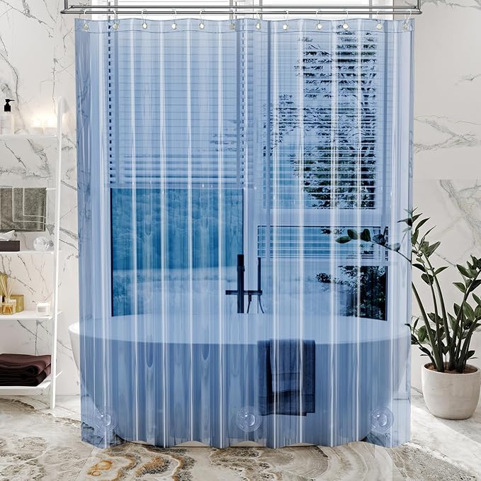 AmazerBath Premium EVA Shower Curtain Clear Blue, Luxury Shower Curtain Blue - Image 8