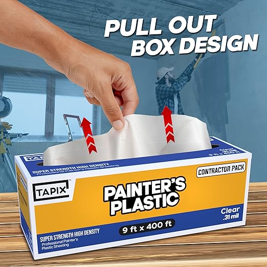 Painter's Plastic Film, High Density Painters Plastic Sheeting Roll in Box - Image 3