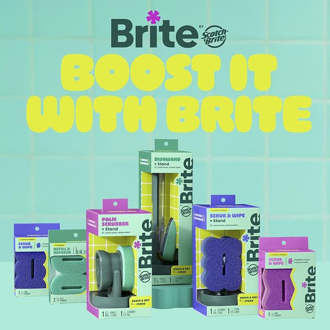 Brite by Scotch-Brite 2-Sided Scrub & Wipe Sponge, Midnight Mode, 6 | Scrubbing - Image 11