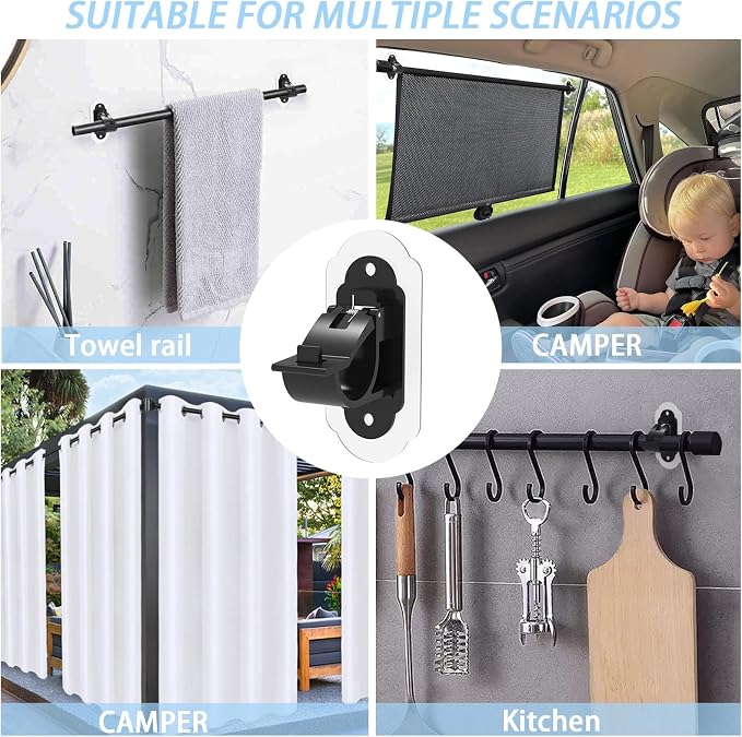 No Drill Curtain Rod Brackets，No Drill Needed Curtain Rod Holders, Adhesive - Image 4